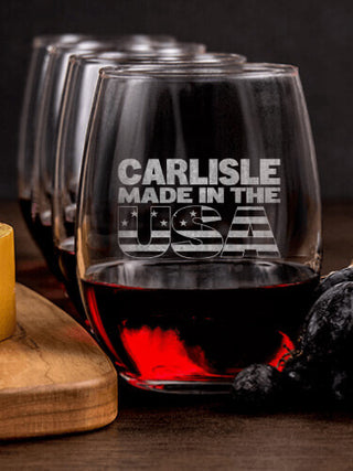 USA Family : Cheese Board Wine Glass Gift Sets - Engraved