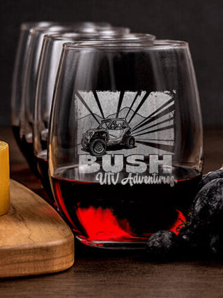 UTV Adventures : Cheese Board Wine Glass Gift Sets - Engraved