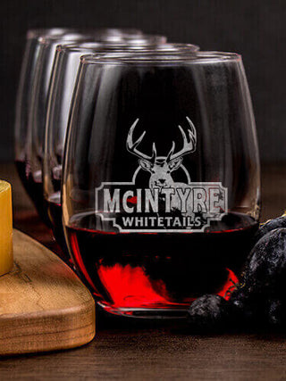 Whitetails : Cheese Board Wine Glass Gift Sets - Engraved