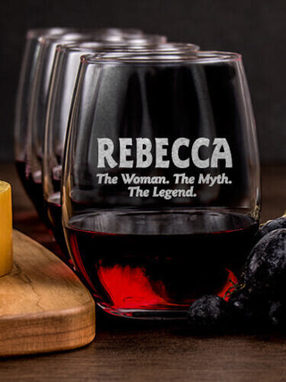 Woman Myth Legend : Cheese Board Wine Glass Gift Sets - Engraved