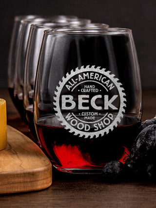 Wood Shop : Cheese Board Wine Glass Gift Sets - Engraved