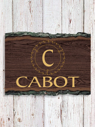 Woodworking Monogram : Faux Sliced Log Plaque