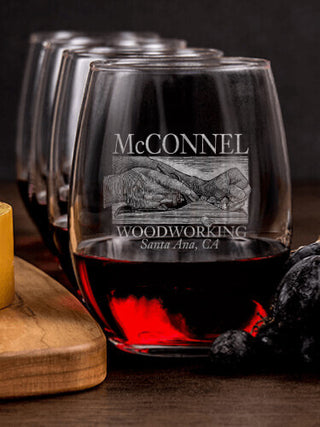 Woodworking : Cheese Board Wine Glass Gift Sets - Engraved