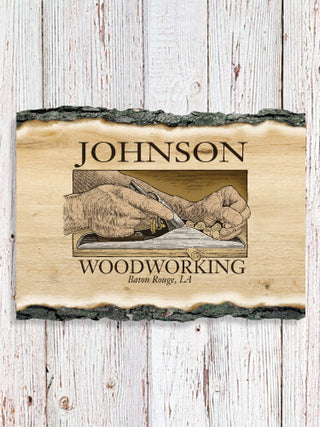 Woodworking : Faux Sliced Log Plaque