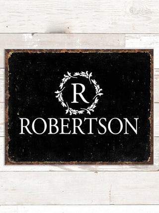 Wreath Monogram : Tin Signs