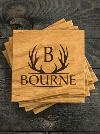 Antler Monogram : Coasters - Engraved