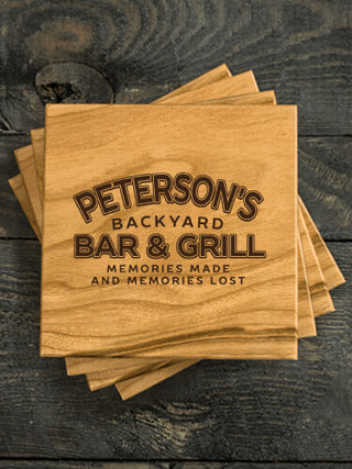 Backyard Bar and Grill : Coasters - Engraved