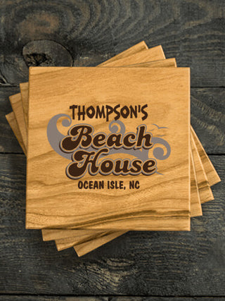 Beach House : Coasters - Engraved