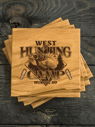 Pheasant Hunting Camp : Coasters - Engraved