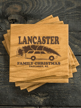 Retro Family Christmas : Coasters - Engraved
