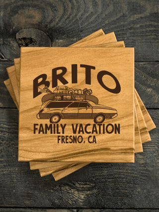 Retro Family Vacation : Coasters - Engraved