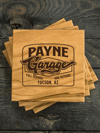 Retro Garage : Coasters - Engraved