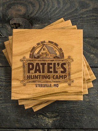 Vintage Hunting Camp : Coasters - Engraved