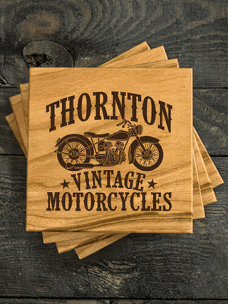 Vintage Motorcycles : Coasters - Engraved