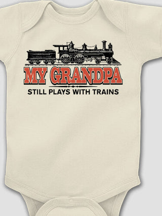 Still Plays With Trains : Printed Baby Bodysuits