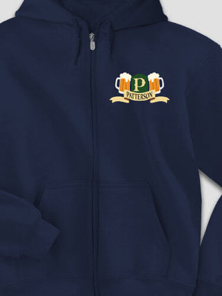 Beer Coat Of Arms : Embroidered Zip Hoodies