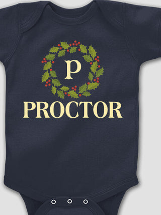 Christmas Monogram : Printed Baby Bodysuits