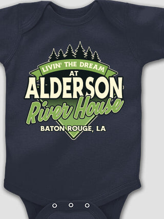 Livin' The Dream River House : Printed Baby Bodysuits