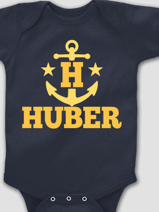 Nautical Monogram : Printed Baby Bodysuits