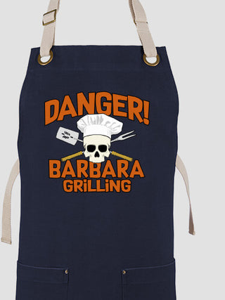 Danger Grilling : Printed Canvas Work Aprons