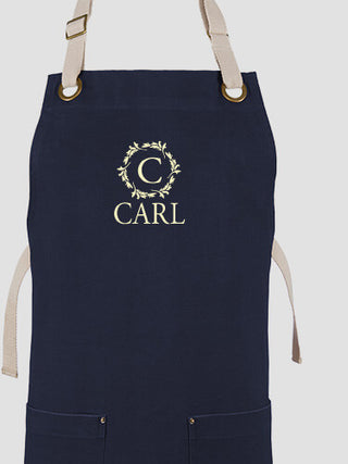 Wreath Monogram : Printed Canvas Work Aprons
