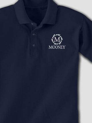 Wreath Monogram : Embroidered Polo Shirts