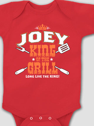King of the Grill : Printed Baby Bodysuits