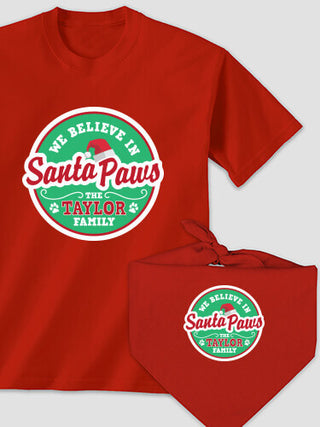 Santa Paws : Adult T-Shirt Dog Bandana Gift Set (Matching)