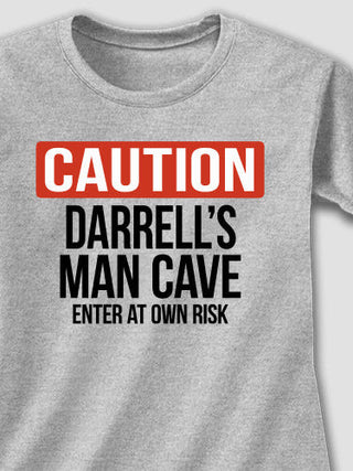 Caution Man Cave : Adult Ladies Fitted T-Shirt