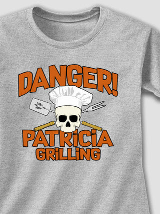 Danger Grilling : Adult Ladies Fitted T-Shirt