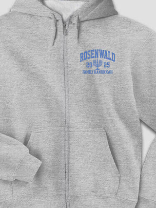 Hanukkah Varsity : Embroidered Zip Hoodies