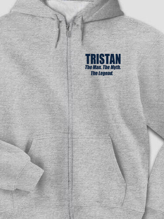 Man Myth Legend : Embroidered Zip Hoodies