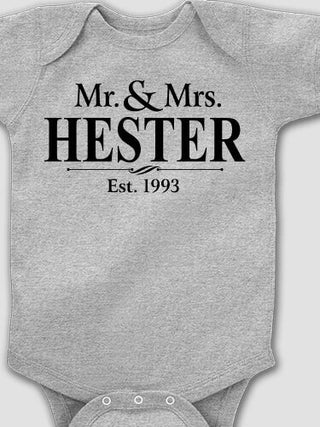 Mr and Mrs : Printed Baby Bodysuits