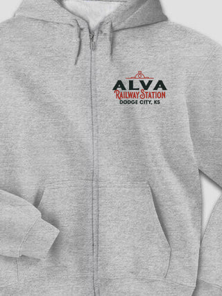 Railway Station : Embroidered Zip Hoodies
