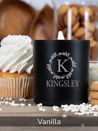 Wreath Monogram : 11oz. Engraved Scented Candles