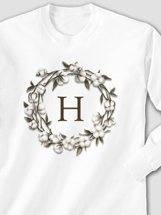 Cotton Wreath Monogram : Printed Long Sleeves