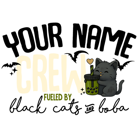 personalized Black Cats And Boba design