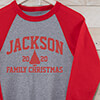Christmas Varsity Sports Grey/Red Adult Raglan 3/4 Sleeve T-Shirt ALT1 Thumbnail