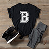 Varsity Letter Black Adult T-Shirt ALT1 Thumbnail