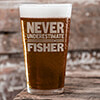 Never Underestimate Clear Pint Glass - Engraved (single) ALT1 Thumbnail