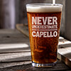Never Underestimate Italian Clear Pint Glass - Engraved (single) ALT1 Thumbnail