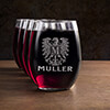 German Monogram Clear Stemless Wine Glass - Engraved (set of 4) ALT1 Thumbnail