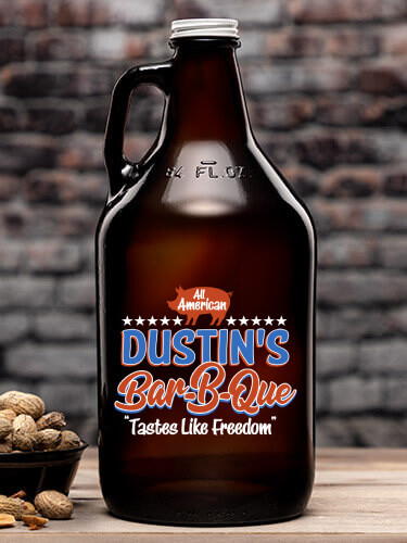 All American BBQ Amber Color Printed Growler