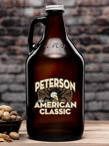 American Classic Amber Color Printed Growler