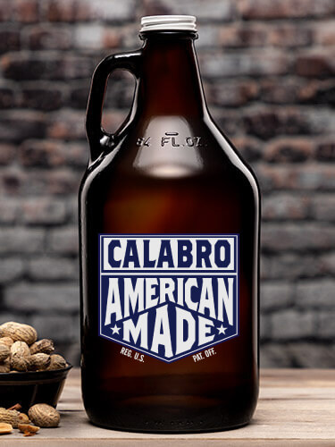 American Made Amber Color Printed Growler