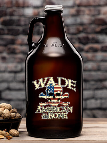 American to the Bone Amber Color Printed Growler