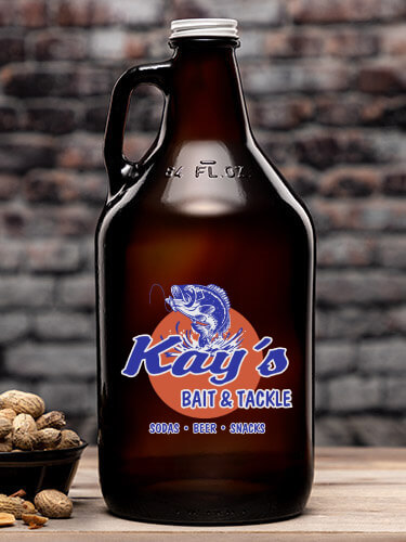 Bait and Tackle Amber Color Printed Growler