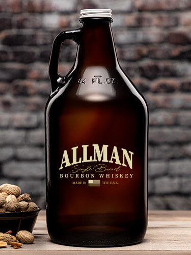 Bourbon Whiskey Amber Color Printed Growler