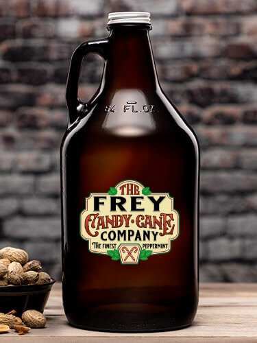 Candy Cane Company Amber Color Printed Growler