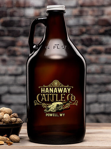 Cattle Company Amber Color Printed Growler